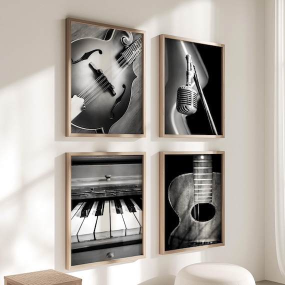 Country Music Art: Black and White Photography Prints Instrument