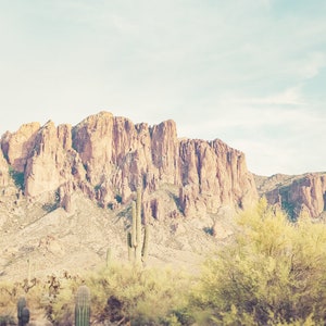 Set of 3 desert photgraphy prints showing scenes in Phoenix Arizona.  Shows 2 saguaro cactus, road in the desert and the Superstition Mountains.