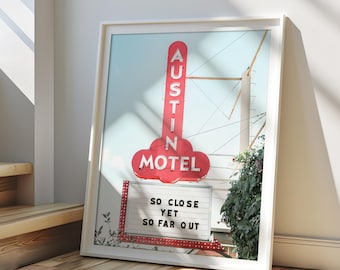 Austin Photography, Austin Texas Print, Austin Motel, Austin Architectural Decor, Neon Sign Art, Vintage Austin Sign, Downtown Austin