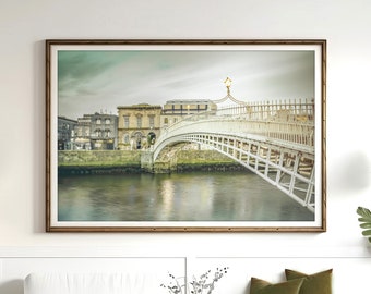 Ireland Print, Dublin Ireland Art Ha'penny Bridge Dublin Travel Poster Dublin Artwork Architectural Print Irish Decor Ireland Gift