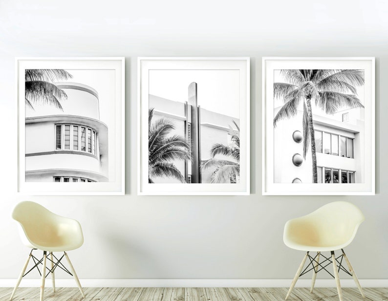 Miami Wall Art Print Set of 3 Art Deco Wall Art South Beach Etsy UK