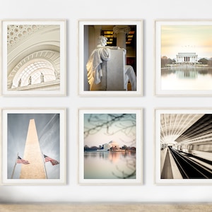 Washington DC Fotografie Druck 6er-Set - Ungerahmt | DC Wandkunst, Emmanuells Meter, Lincoln Monument, Lincoln Monument, Union Station, DC Metro