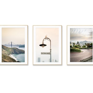 San Francisco Art, Print Set of 3, San Francisco Photography, Pastel San Francisco Print Set, Golden Gate Bridge, Lombard Street,Travel Art