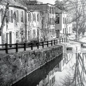 Washington DC Photography Unframed, Georgetown Landscape Wall Decor, DC Wall Art, Canal Print, Architectural DC Pick Your Size Black&White Print