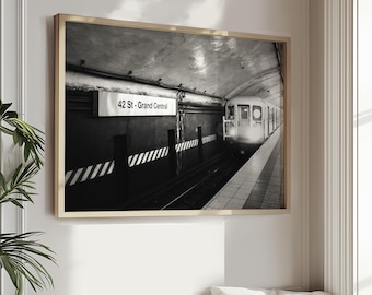 New York Art, Black and White Photography, New York City Subway Print, NYC Wall Art, 42nd Street, Urban Decor, Travel Print | Pick Your Size