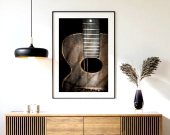 Music Wall Art, Guitar Print, Black and White Photography, Vintage Guitar, Country Music Print, Bluegrass Art,Old Guitar Photo | Many Sizes