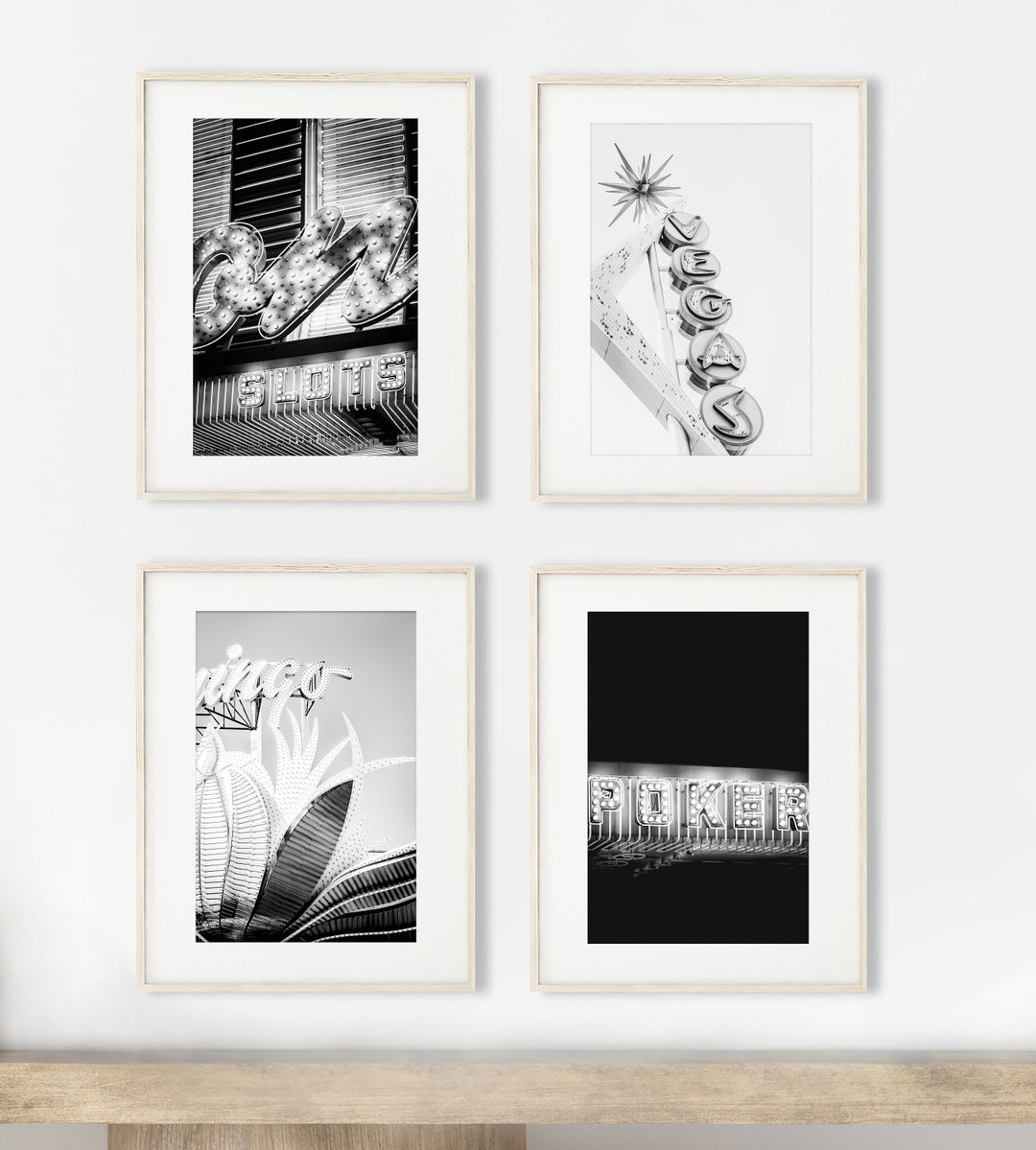 Las Vegas Print Set of 4, Black and White Vegas Photography Unframed ...