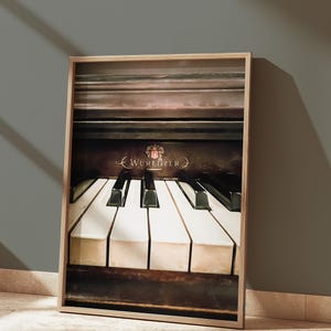 Music Art, Piano Print Music Poster Boho Wall Art Vintage Music Print Jazz Decor Gift for Music Lover Retro Art Old Piano Photography