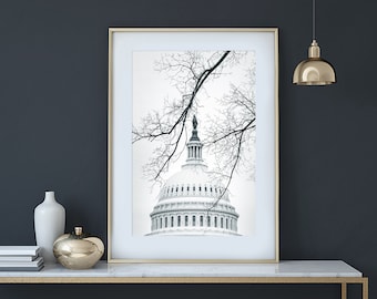 Washington DC Photography Art - Unframed | Black and White Print of Capitol Building, DC Wall Decor, Washington DC Print, Capitol Hill