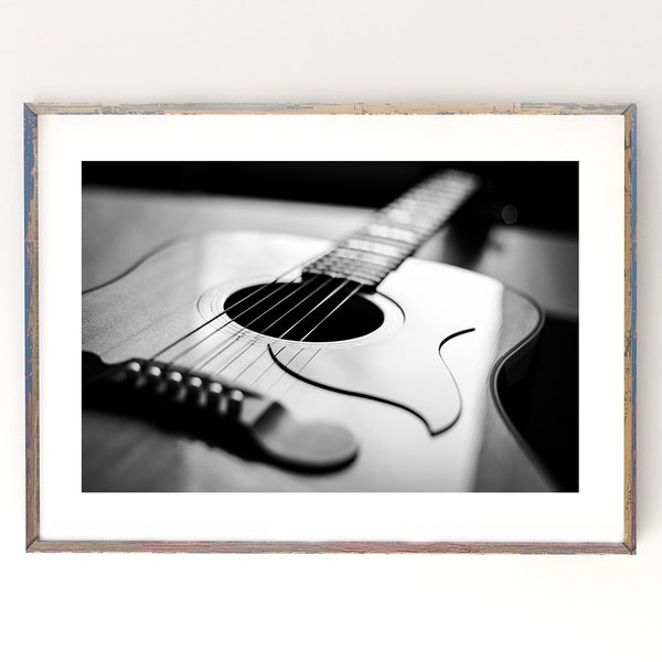 Guitar Art, Music Print, Acoustic Guitar Photography - Unframed, Abstract Music Decor, Gift for Musician, Gift for Him | Many Sizes