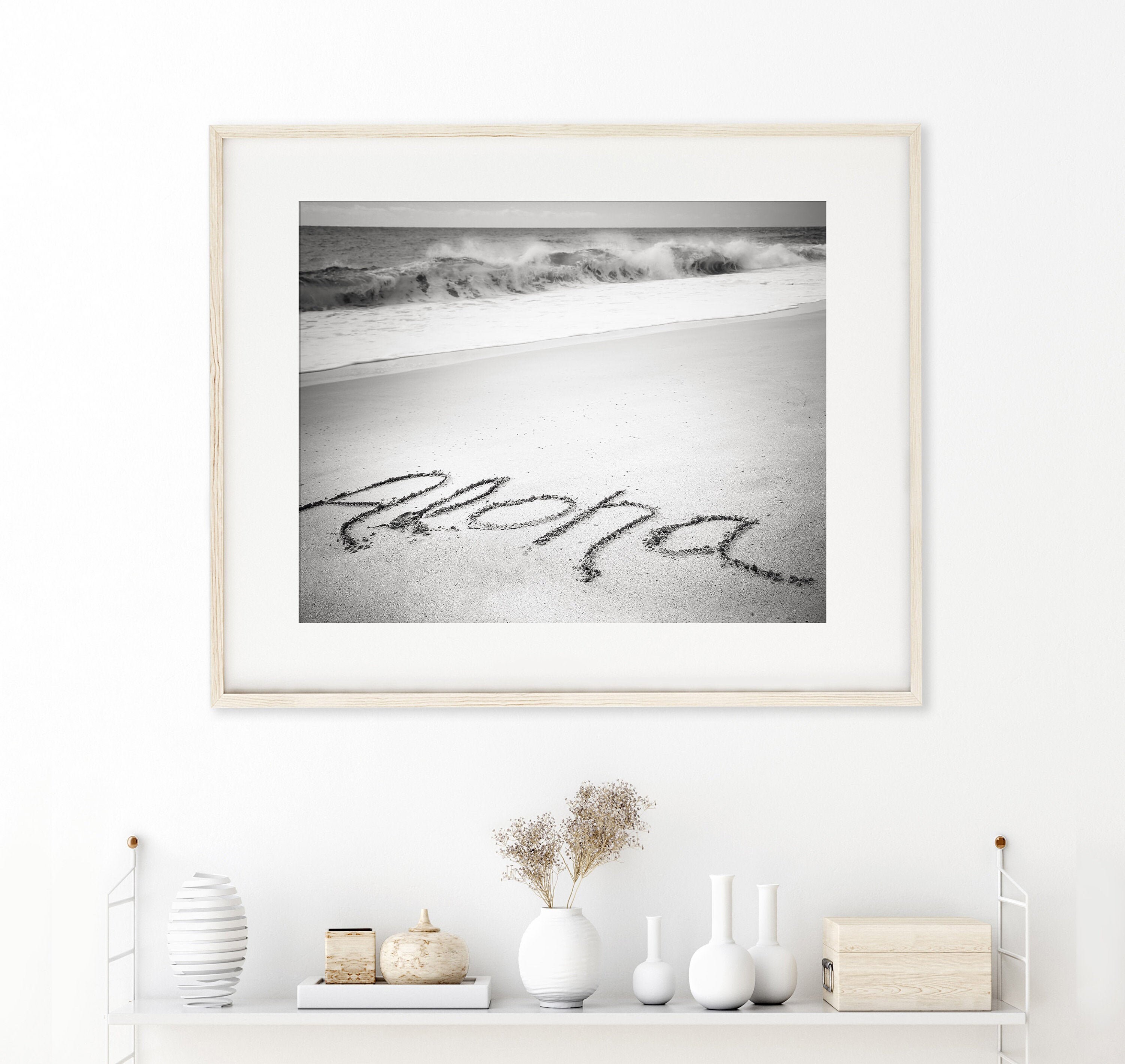 Hawaii Art Aloha Wall Decor Black and White Beach | Etsy