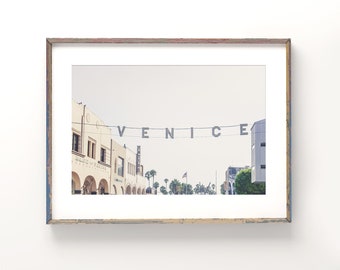 Los Angeles-fotografie, Venice Beach-print, Californië-print, Venice-bord, strandkunst, Venice Beach-muurdecoratie, zachte kleuren, "Venice Beach"