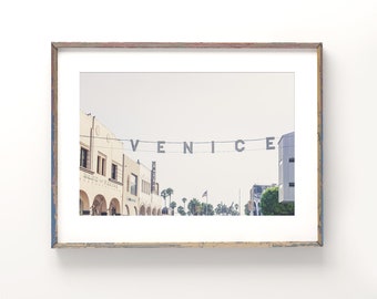 Los Angeles Photography, Venice Beach Print, California Print, Venice Sign, Beach Art, Venice Beach Wall Decor, Soft Colors, "Venice Beach"