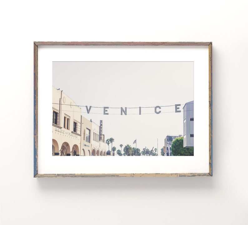 Los Angeles Photography, Venice Beach Print, California Print, Venice Sign, Beach Art, Venice Beach Wall Decor, Soft Colors, Venice Beach image 1