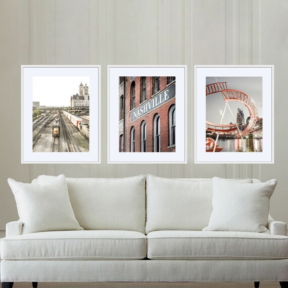 Nashville art photography set of 3 prints Nashville signs country music decor home office art downtown Nashville TN Nashville gifts wall art