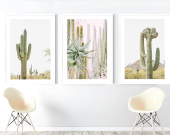 Cactus Print - Set of 3 Desert Prints |  Southwest Art, Phoenix Arizona Home Decor, Saguaro Art, Aloe | Many Sizes