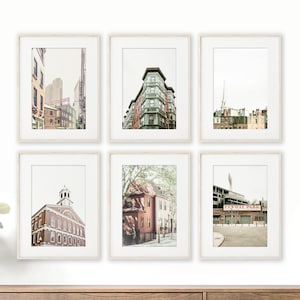 Boston Art, Print Set of 6 - Unframed, Boston Photography, Architectural Boston Wall Art, North End,Charlestown,Fenway, Faneuil | Many Sizes