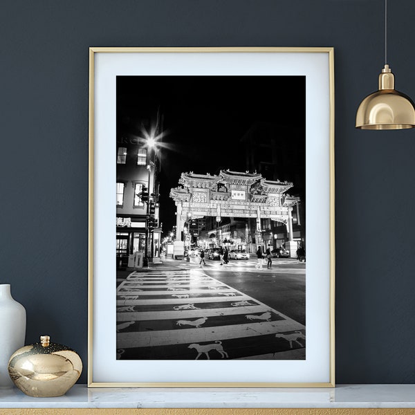 Washington DC Art, Chinatown Print - Unframed, Black and White Photography, DC Wall Art, Washington Architectural | Pick Your Size