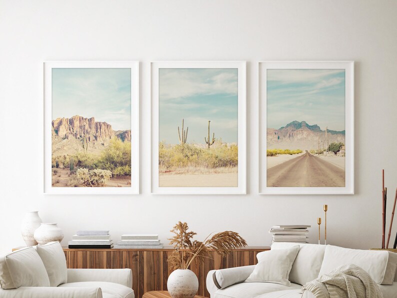 Phoenix Art Arizona Desert Print Desert Mountain Cactus Art Pastel Wall Art Southwest Decor Boho Wall Art Desert Art Cactus Print Travel Art image 8