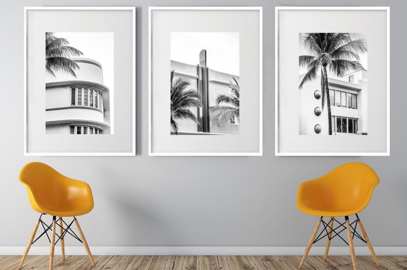 Miami Wall Art Print Set of 3 Art Deco Wall Art South Beach Etsy UK