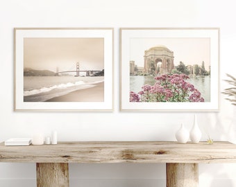 San Francisco Print Set of 2 | Photography - Unframed | Featuring Golden Gate Bridge and Palace of Fine Arts, Baker Beach | Pick Your Size