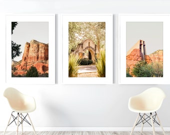 Sedona Prints, Arizona Wall Art, Unframed Photography - Print Set of 3 | Desert Mountain Art, Red Rocks  | Many Sizes