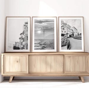 San Francisco Wall Art, Set of 3 | Photography - Unframed | San Francisco print set, Black and White, Golden Gate Bridge, Lombard Street