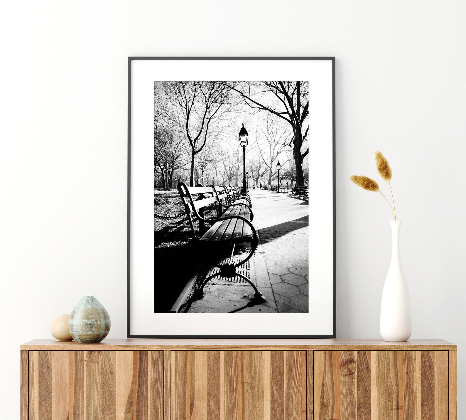 New York Art Park Bench Print Black and White Photography Etsy