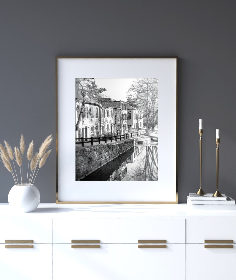 Washington DC Photography Unframed, Georgetown Landscape Wall Decor, DC Wall Art, Canal Print, Architectural DC Pick Your Size image 1