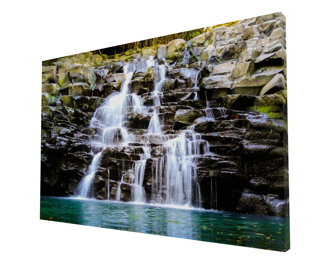 Hawaii Wall Art Waterfall Photography Unframed Blue Etsy