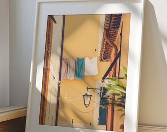 Italy Print, Laundry Room Art Kitchen Decor Amalfi Coast Yellow Bathroom Wall Art Trendy Summer Mediterranean Art (unframed photography)
