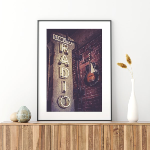 Nashville Wall Art | Music Photography - Unframed | Nashville Radio Print, Guitar Decor, Musician Art, Country Music Decor | Pick Your Size