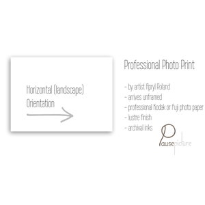 Print is horizontal orientation, by artist Apryl Roland.  Arrives unframed on professional photo paper with archival inks and lustre finish.