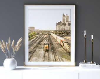 Nashville Art, Downtown Nashville Photography - Unframed | Union Station, Nashville Skyline, Train Print | Many Sizes