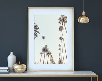 Los Angeles Photography, Palm Tree Art, California Decor, LA Print, Tropical Wall Decor, Pastel Blue Wall Art, Pick Your Size