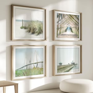Charleston Art, Folly Beach, Print Set of 4 | Unframed Photography | Charleston Pastels, Coastal Wall Art, Ravenel Bridge | Many Sizes