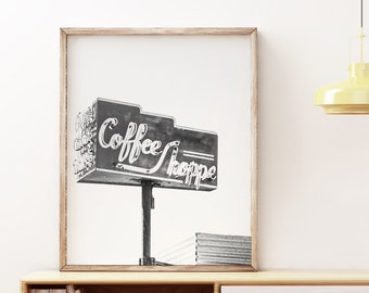 Coffee Art, Vintage Sign Photography, Kitchen Art, Coffee Shop Print, Coffee Sign, Yellow Wall Art, Gift for Coffee Lover, Pick Your Size