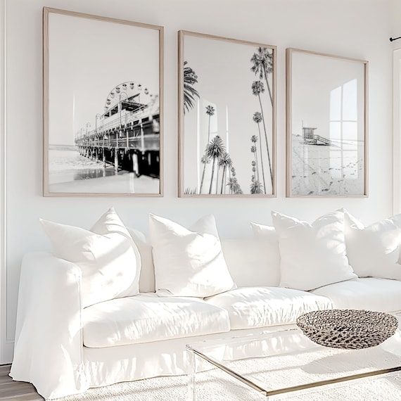 Los Angeles Wall Art, Photography Print Set of 3 - Unframed, Santa Monica Decor, Boho Beach Decor, Surf Wall Art | Many Sizes