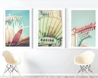 Las Vegas Photography - Unframed Print Set of 3 | Las Vegas Artwork, Vintage Vegas Decor, Downtown Las Vegas Casinos | Many Sizes