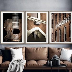 Nashville Prints, Set of 3 Photography Ryman Country Music Art Guitar Print Nashville Sign Vintage Nashville Gift for Musician Bedroom Art