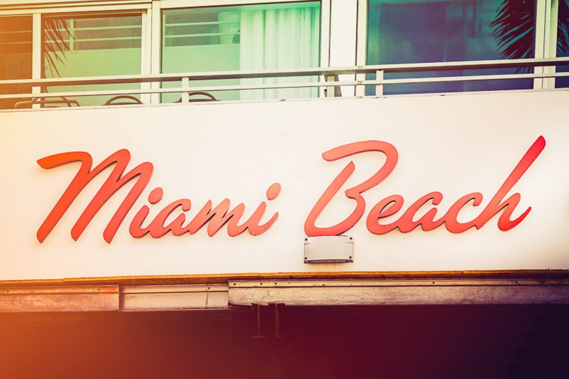 Miami Photography Miami Sign Vintage Miami Miami Print Etsy