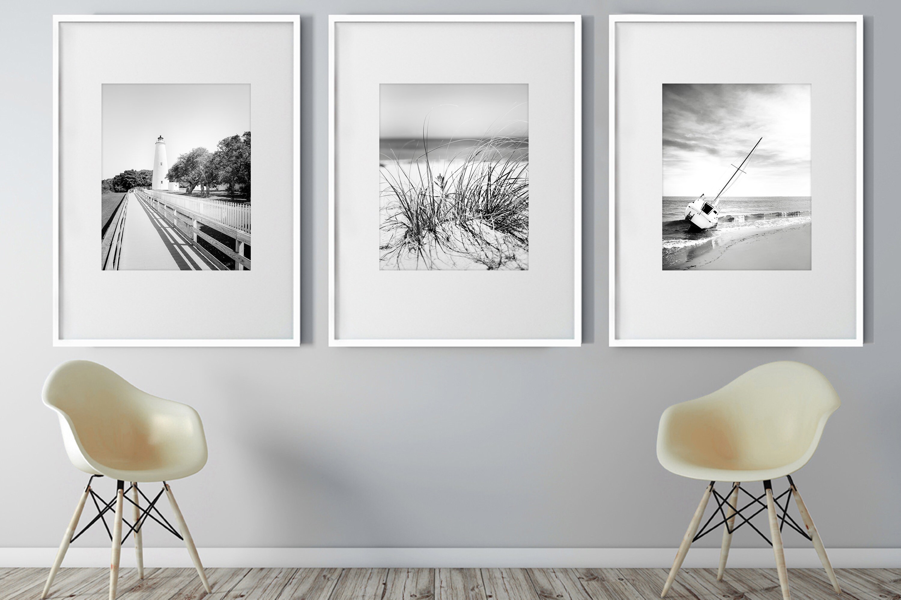 Nautische Kunst Set Von 3 Schwarz Und Weiss Fotografie Etsy