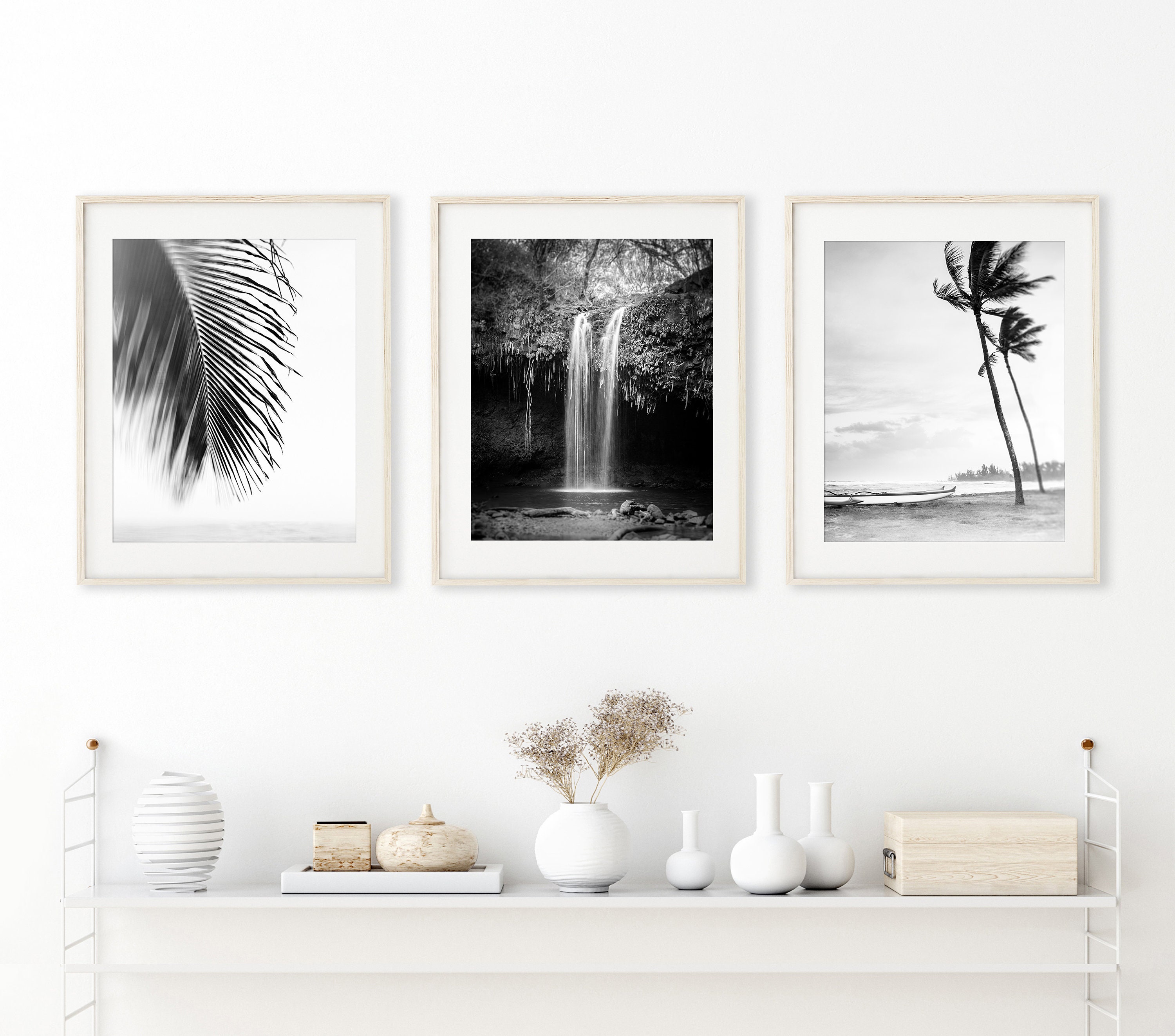 Hawaii Print Set of 3, Black and White Hawaii Photography, Beach Print ...