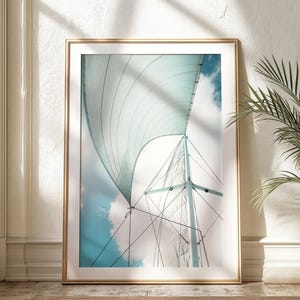 Sailboat Photography Print, Coastal Wall Art, Abstract Boat Decor, Nautical Print, Ocean Art, Blue White Art, Beach Decor  - &quot;Set Sail&quot;