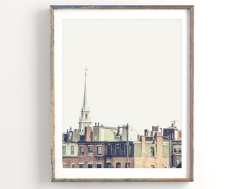 Boston Photography - Unframed | Boston Rooftops, North End Art, Old North Church, Architectural Wall Art, Boston Wall Decor | Pick Your Size