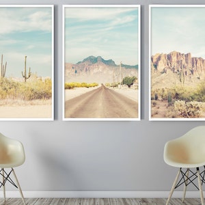 Phoenix Art Arizona Desert Print Desert Mountain Cactus Art Pastel Wall Art Southwest Decor Boho Wall Art Desert Art Cactus Print Travel Art image 1