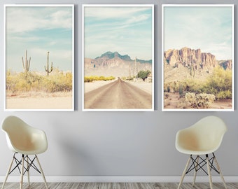 Phoenix Art Arizona Desert Print Desert Mountain Cactus Art Pastel Wall Art Southwest Decor Boho Wall Art Desert Art Cactus Print Travel Art