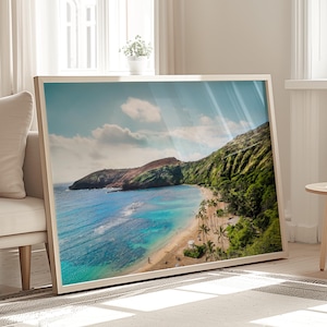 Hawaii Beach Photography, Hawaiian Art Print, Beach Landscape, Coastal Travel Art, Oahu, Hawaii Aerial, Blue, Aqua, Ocean - &quot;Hanauma Bay&quot;