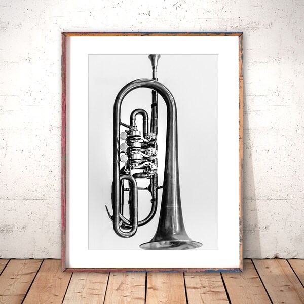Vintage Trumpet Print Etsy