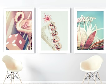 Las Vegas Photography - Unframed Print Set of 3 | Las Vegas Artwork, Vintage Vegas Decor, Downtown Las Vegas Casinos | Many Sizes